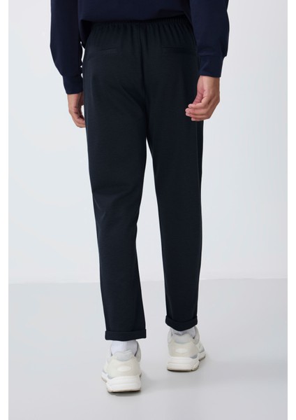Lacivert Yüzeyi Dokulu Standart Fit Erkek Eşofman Takım - 82154