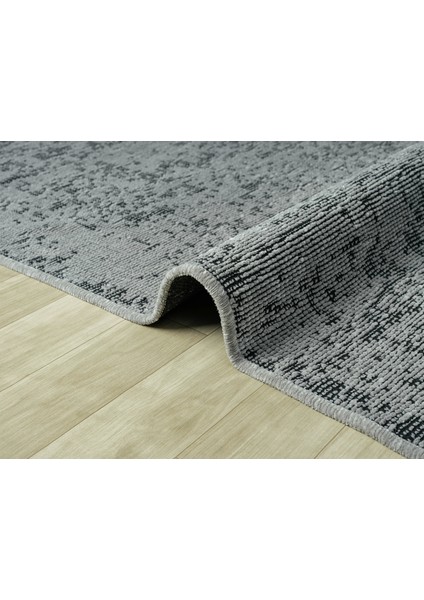 Aura Pixel Grey- Pamuk Tabanlı Yıkanılabilir Şönil Kilim