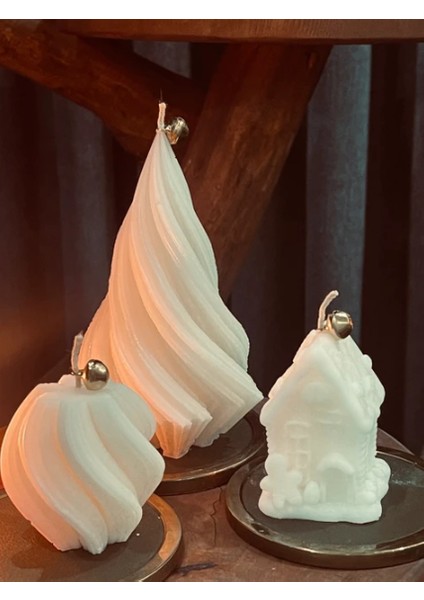 Hediyelik Dekoratif 3'lü Noel Ev & Yılbaşı Ağacı soya mum kokulu fiyatları