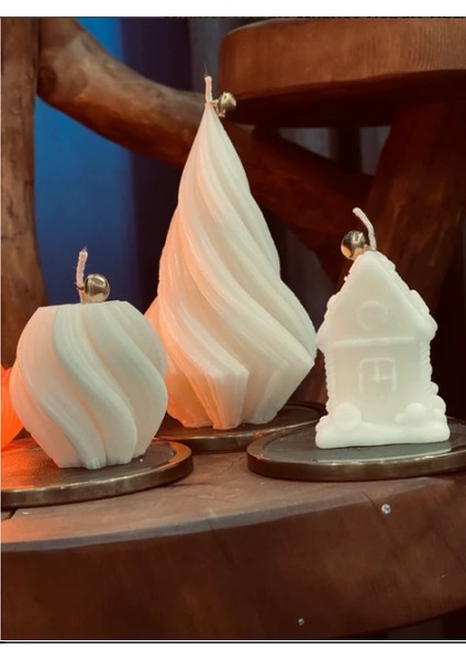 Hediyelik Dekoratif 3'lü Noel Ev & Yılbaşı Ağacı soya mum kokulu modelleri