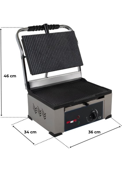 12 Dilim Elektrikli Döküm Tost Makinesi  1550 W. - Döküm 35X24 - 11,75 kg - Inoks - Sarı