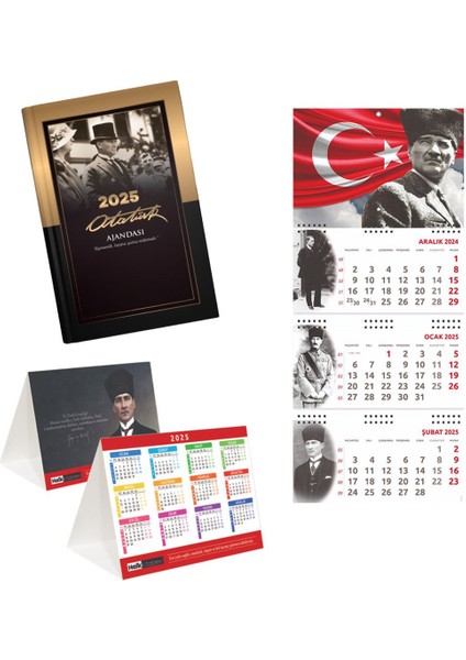 Halk Kitabevi 2025 Atatürk Ajanda Asalet - Gemici Takvim Ayyıldız - Masa Takvimi