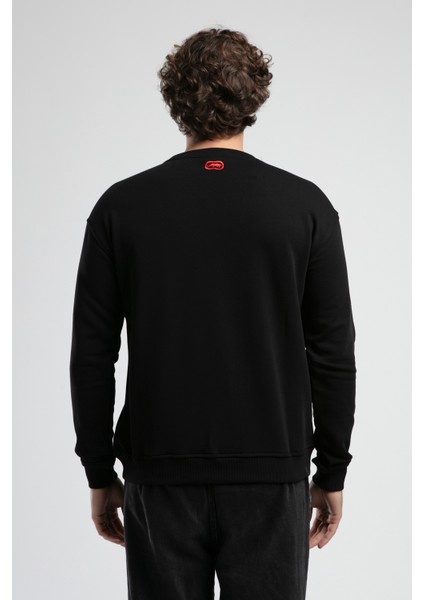 Eastsıde Siyah Bisiklet Yaka Nakışlı Loose Fit Erkek Sweatshirt fırsatları