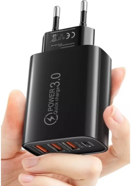 C6 Type-C + 3 USB Port Girişli Şarj Adaptörü -30W