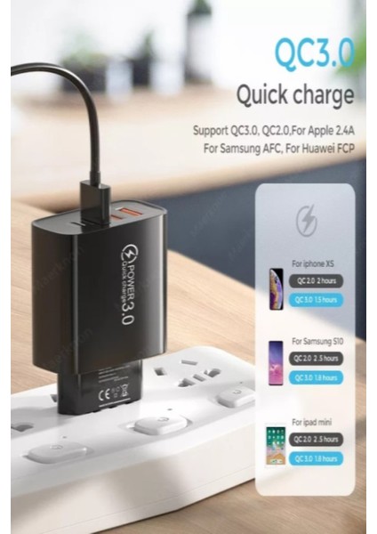 C6 Type-C + 3 USB Port Girişli Şarj Adaptörü -30W