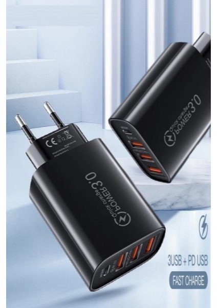 C6 Type-C + 3 USB Port Girişli Şarj Adaptörü -30W