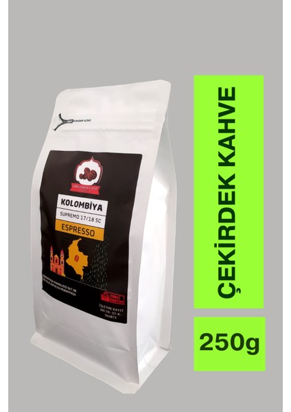 Kolombiya Espresso Çekirdek Kahve 250 gr