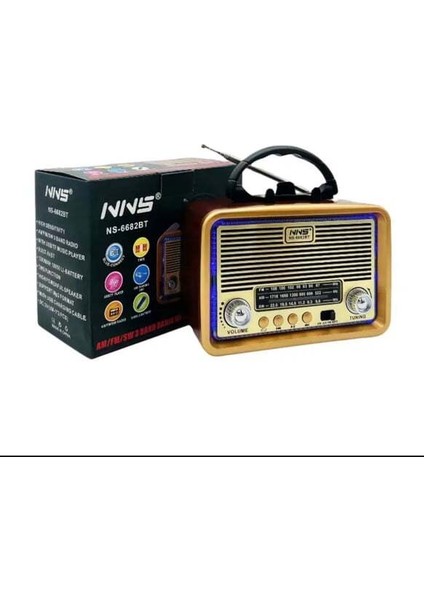 Nns NS-6682BT LED Çerçeveli Müzik Seti Fm Radyo USB Mp3 Player Bluetooth Hoparlör Telefon Tutucu 18 cm Boyunda (Beyaz) modelleri