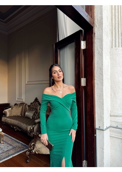 Jade Kayık Yaka Simli Balık Abiye 583032 fiyatları