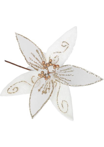 Beyaz Simli Çicek Ağaç Süsü 19 cm fiyatları