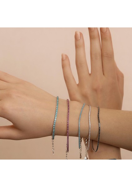 Su Yolu Zirkon Taşlı Gümüş Unisex Bileklik | 925 Ayar fiyatları