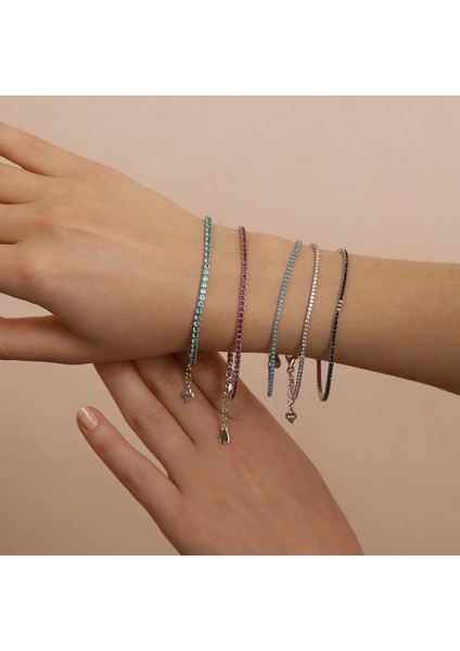 Su Yolu Zirkon Taşlı Gümüş Unisex Bileklik | 925 Ayar fırsatları
