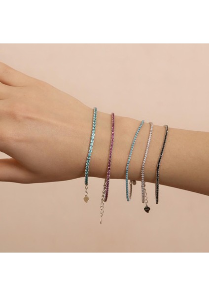 Su Yolu Zirkon Taşlı Gümüş Unisex Bileklik | 925 Ayar indirimleri