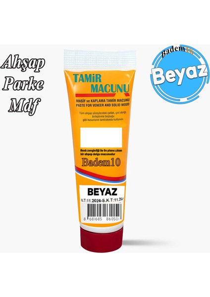 Ahşap Parke Tamir Macunu Beyaz Mobilya Dolgu Çatlak Çizik Giderici 200 gr Kullanıma Hazır Macun