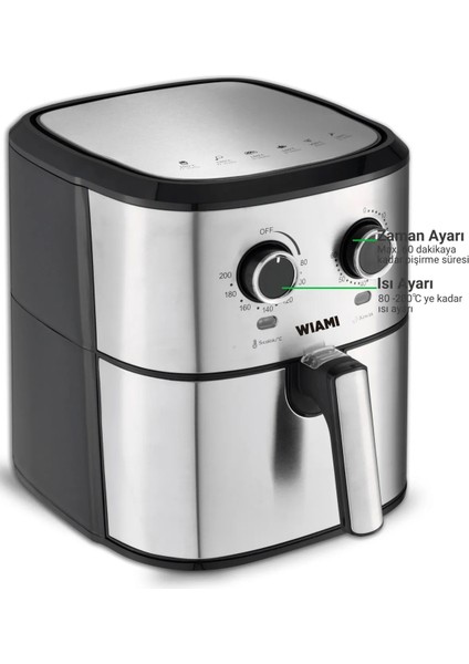 6.5 Lt Retro Yağsız Hava Fritözü TTAF-500MS Retro Airfryer 6.5lt