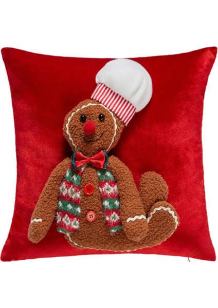 Happy Sugar Kırmızı Kadifeli Cookie Şef Peluş Yastık Kılıf 42 cm