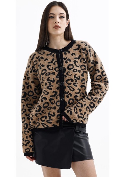 Kadın Leopar Yumoş Hırka