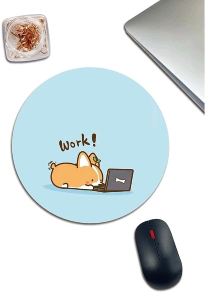 Work Köpek Desenli Mouse Pad
