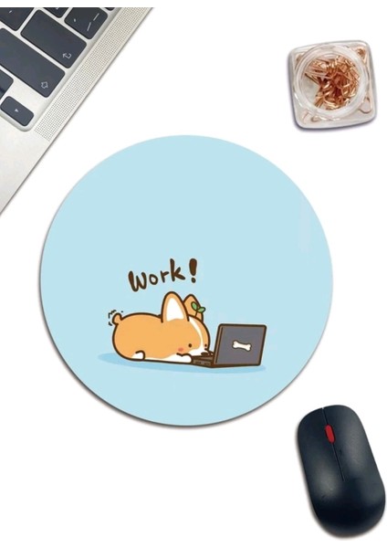 Work Köpek Desenli Mouse Pad