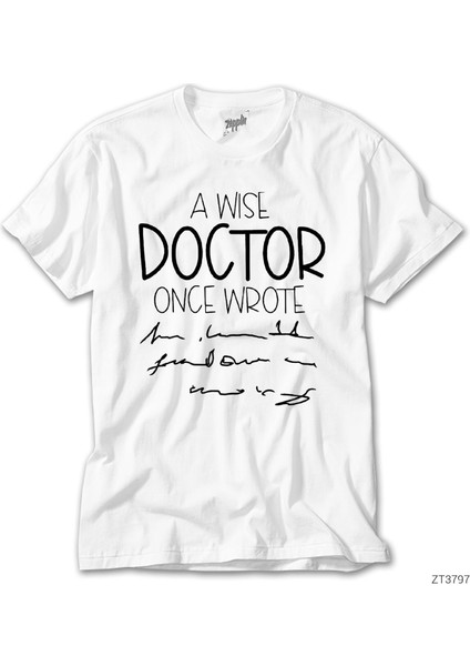 Doktor Yazısı Beyaz Tişört