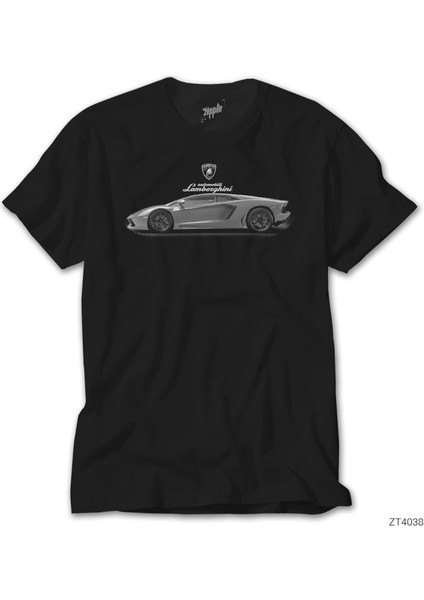 Lamborghini Gray Siyah Tişört