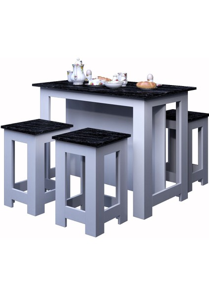Tabureli 4 Kişilik Dikdörtgen Şık Mutfak Adası Mutfak Masası Yemek Masası modelleri