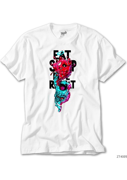 Eat Sleep Astranot Beyaz Tişört