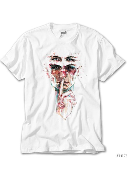 Suluboya Portre Beyaz Tişört