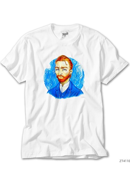 Van Gogh Portre Kulaklık Beyaz Tişört