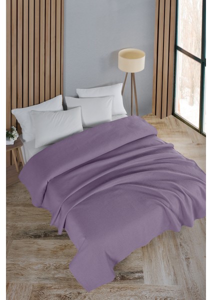 Pamuklu Petek Lila Çok Amaçlı Örtü Tek Kişilik - 160 x 230 cm