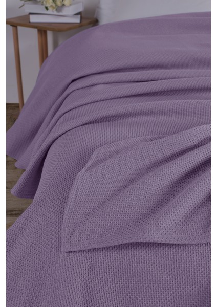 Pamuklu Petek Lila Çok Amaçlı Örtü Tek Kişilik - 160 x 230 cm