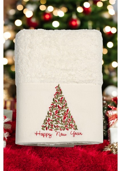 Yılbaşı Havlusu 50X90CM New Tree Yılbaşı Ağacı Nakış Işlemeli