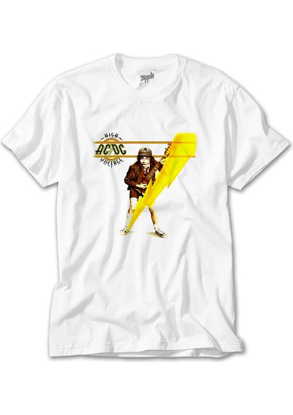 Ac Dc High Voltage Framed Beyaz Tişört