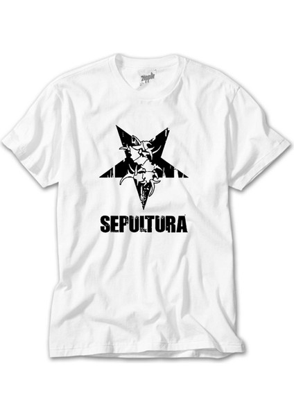 Sepultura Yazı Logo Beyaz Tişört