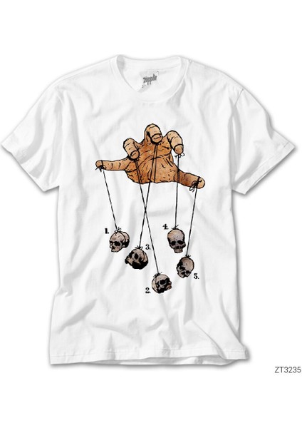 Puppet Skull Beyaz Tişört