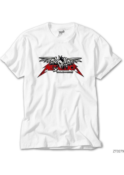 Metallica Seek And Destroy Skull Beyaz Tişört