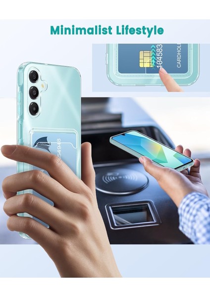 Samsung Galaxy A16 Kılıf Kamera Korumalı Kartlıklı Cüzdanlı Yumuşak Silikon Kapak Kartvizit Bölmeli