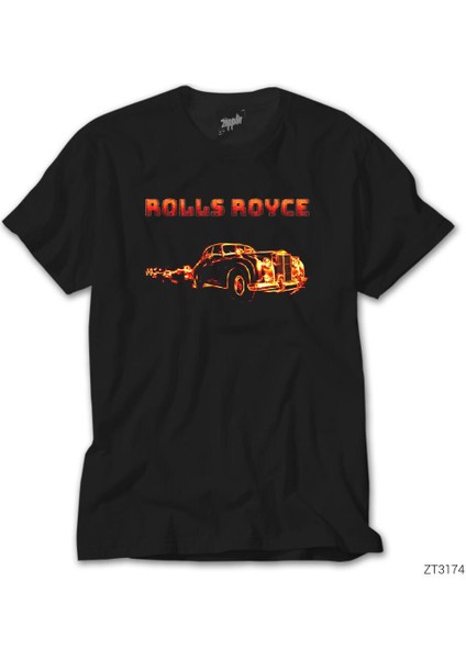 Rolls Royce In Fire Siyah Tişört