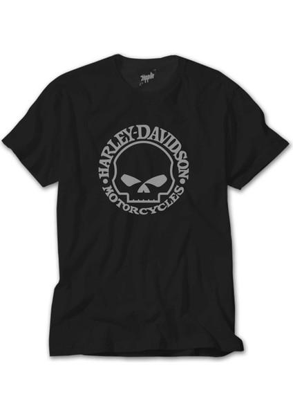 Harley Davidson Skull Logo Siyah Tişört