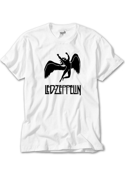 LED Zeppelin Black Angel Beyaz Tişört