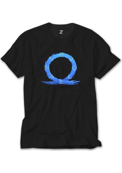 God Of War Ragnarok Blue Logo Siyah Tişört