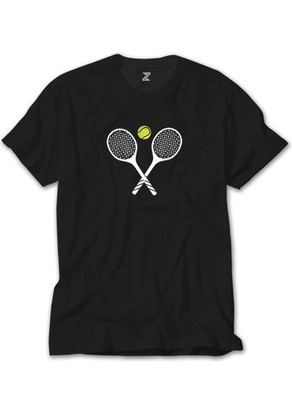 Tennis Rackets Siyah Tişört