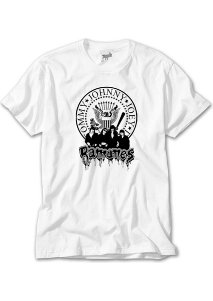 Ramones Text And Group Beyaz Tişört