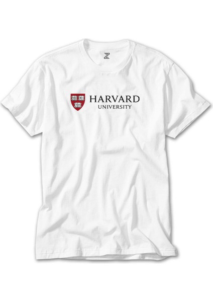 Harvard University Logo Text Beyaz Tişört