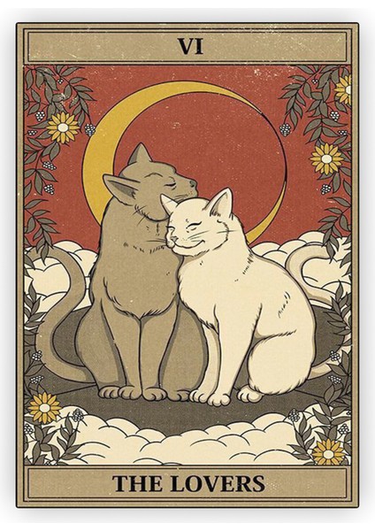 The Lovers Aşık Kediler Kedi Ahşap Poster 20 x 29 cm