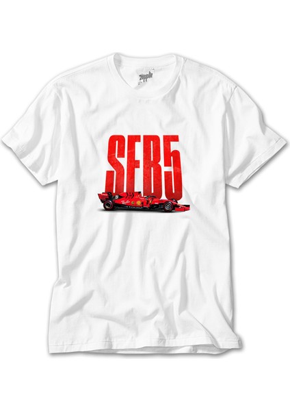 F1 Ferrari Seb5 Beyaz Tişört