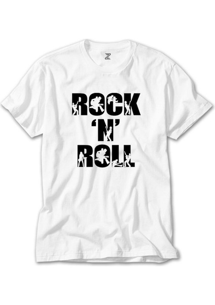 Black Rock 'n' Roll Text Beyaz Tişört