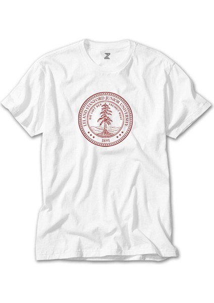 Stanford University Circle Logo Beyaz Tişört