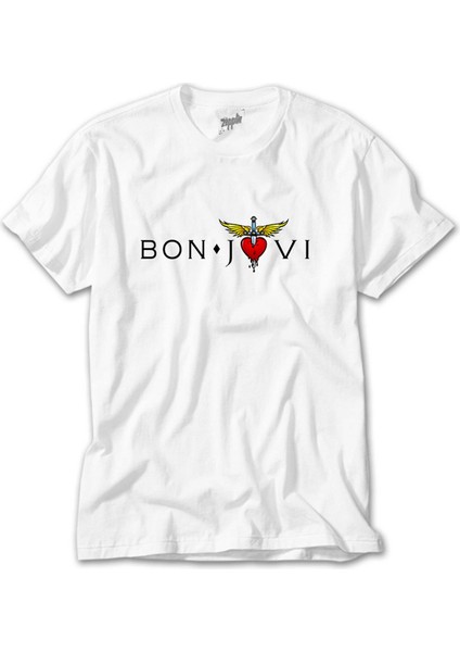 Bon Jovi In Heart Beyaz Tişört