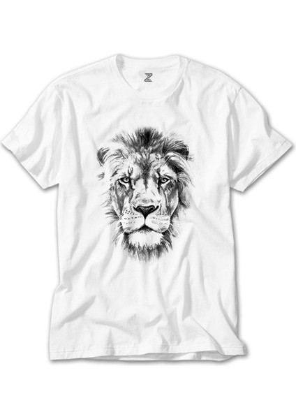 Lion Face Beyaz Tişört